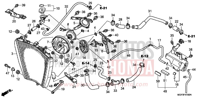 RADIATEUR von CBR1000RR "Fireblade" PEARL GLARE WHITE (NHB53) von 2014